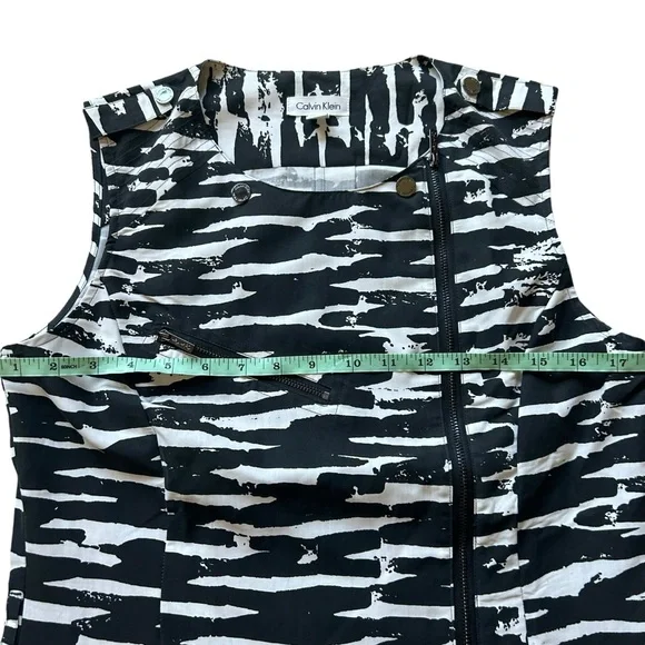 Calvin Klein black white sleeveless sheath dress size 6 zipper accent career - Picture 8 of 10